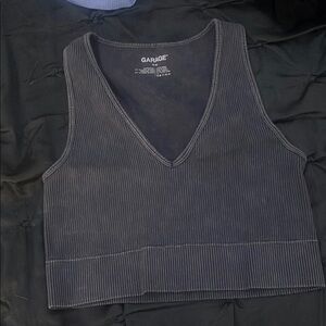 Garage Gray Ribbed Crop Tank Top